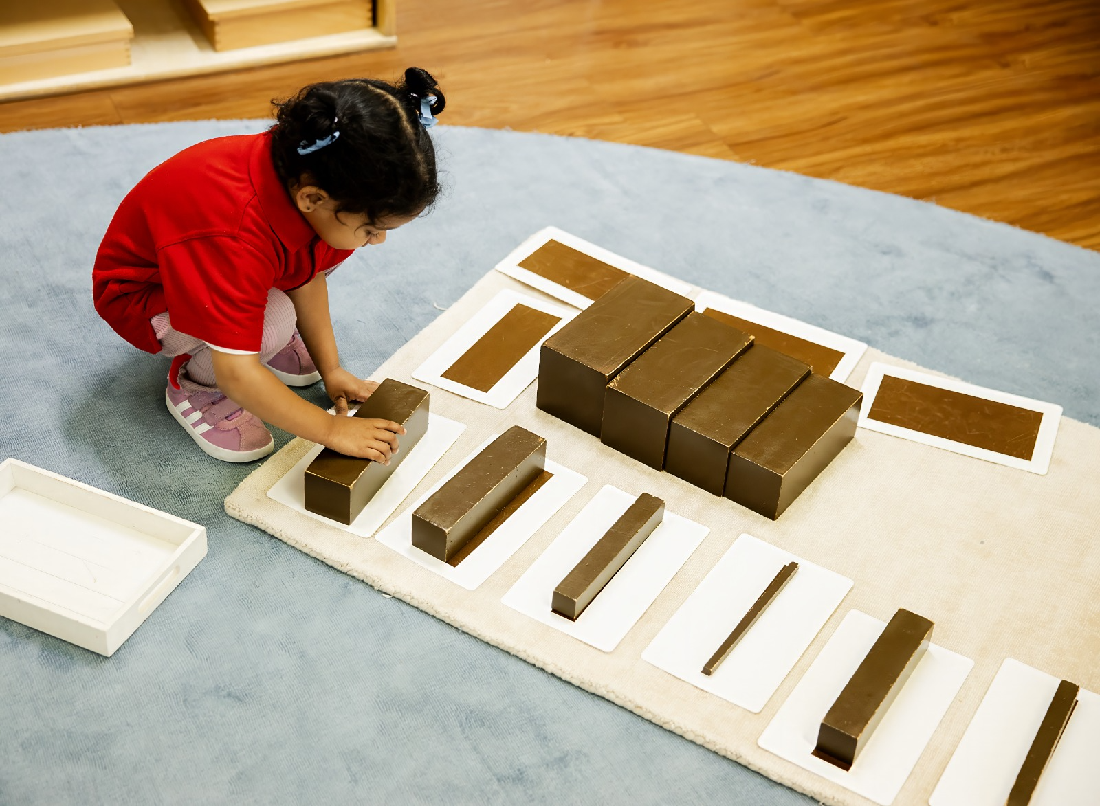 Child deep in focused work