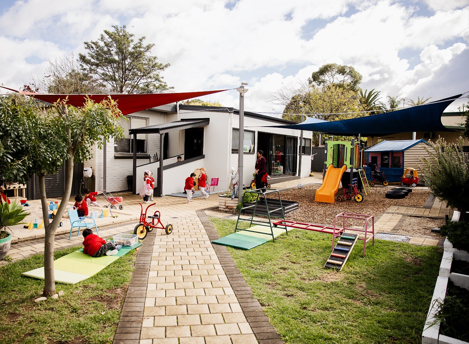 A wide view of the centre's outdoor play space